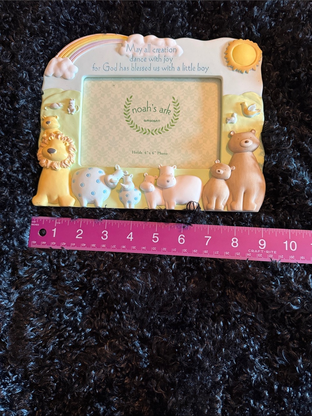 Noah's Ark Yellow Baby Photo Frame - 4x6 photo frame
